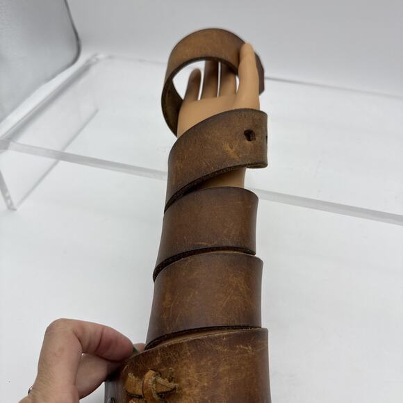 Item is SOLD Vintage Y2K Abercrombie & Fitch Brown Leather Belt Solid Brass - Picture 2 of 9